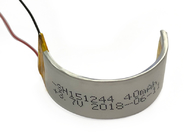 Curved 3.7 Volt Lithium Ion Battery Customized 151244R 40mAh PCM Wire for Wearable Products