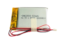 Pen Recorder 3.7V 530mAh Lithium Polymer Battery , 622533 Lipo Rechargeable Battery