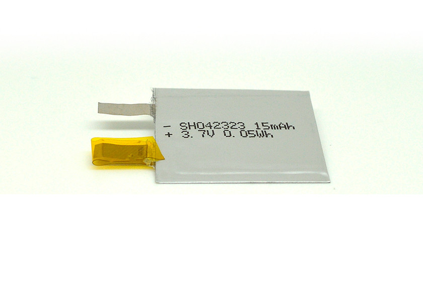 15mah Rechargeable Lithium Ion Polymer Battery Pack 3.7V 042323 0.4mm Thickness