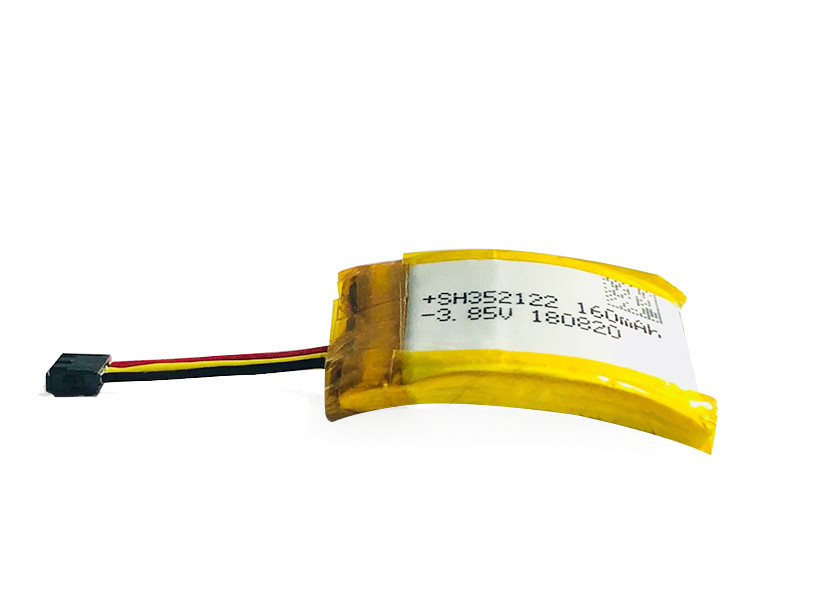 High Voltage 3.85V 352122 160mAh Lithium Ion Cell , Soft Pack Curved Lithium Ion Battery